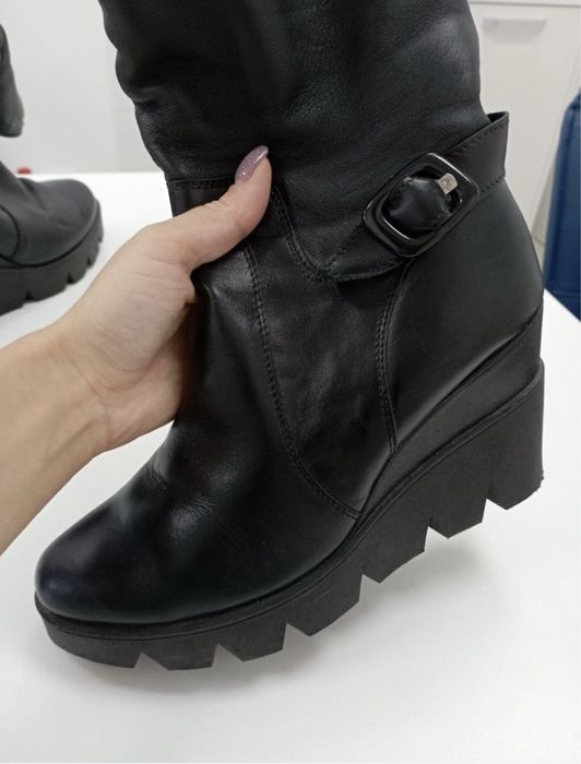 Сапоги женские кожаные на овчине