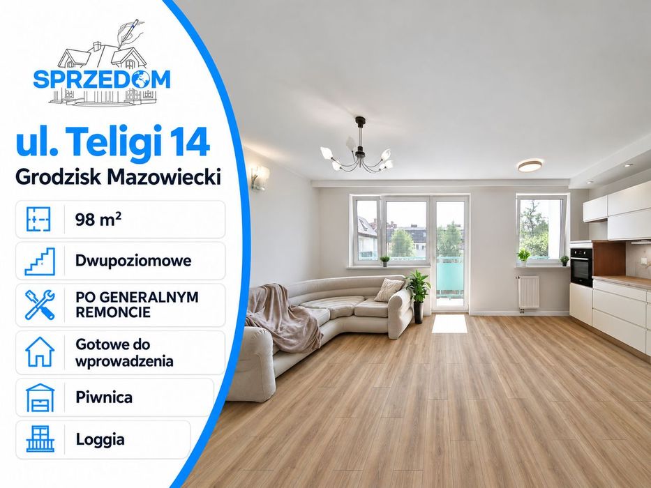 Mieszkanie98m²✮Dwupoziomowe✮PoGeneralnymRemoncie✮Loggia✮DoWprowadzenia