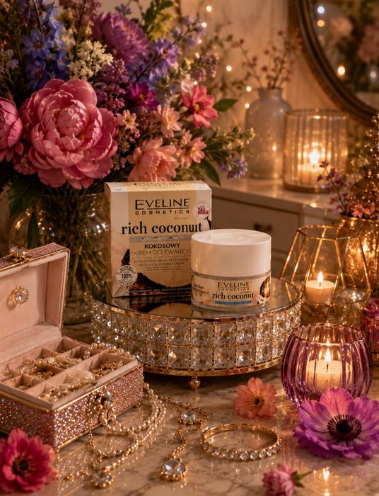 Krem Eveline Rich Coconut multi-nawilżający kokosowy krem do twarzy 50ml