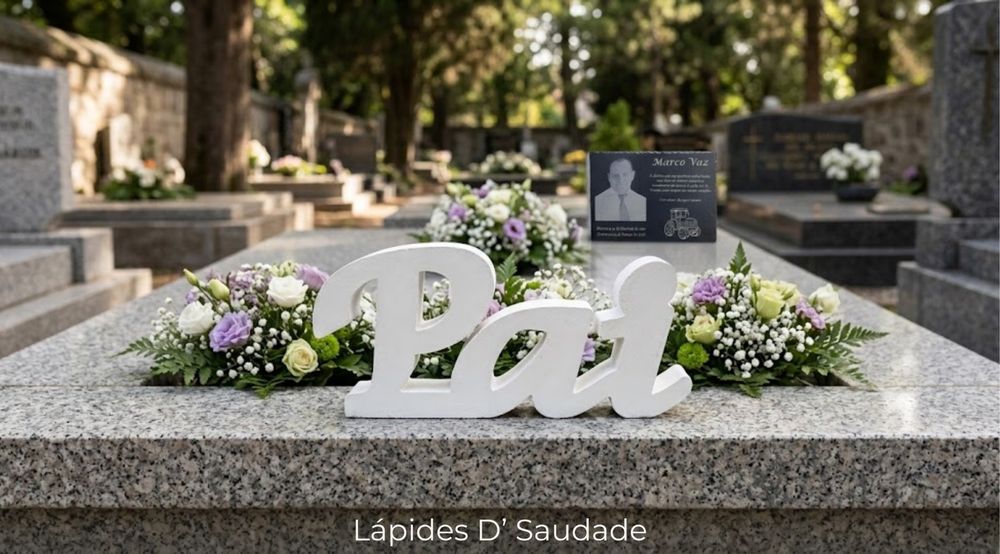Enfeite personalizado para cemitério em pedra : nomes e palavras