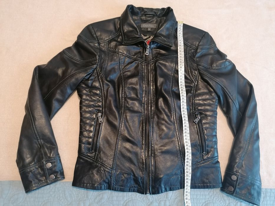 Blusão preto de pele genuína
