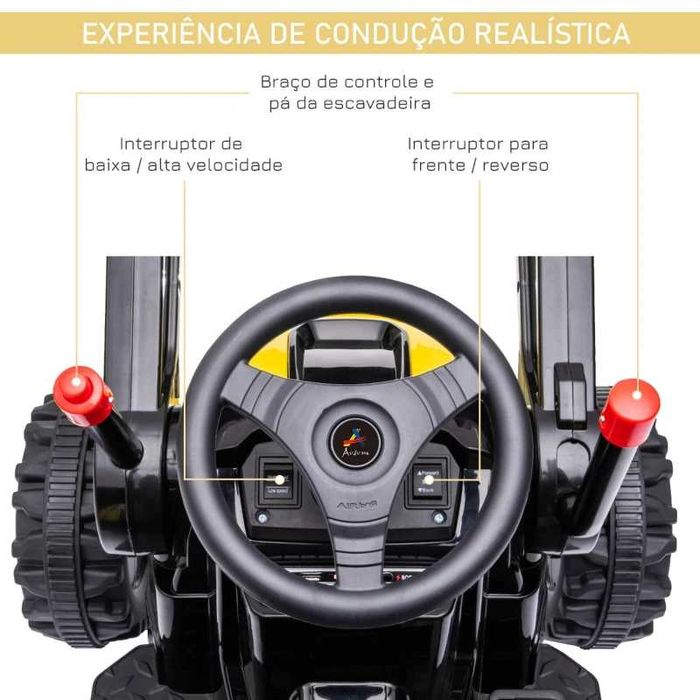 Trator escavadora elétrica para crianças