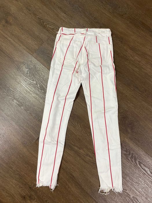 Calças Senhora Pull&Bear Riscas Vermelhas — Tam. 34