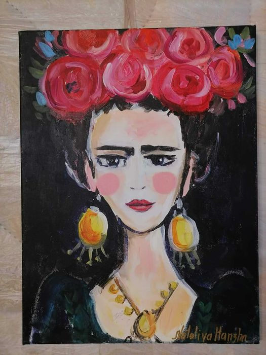 FRIDA KAHLO de NATALIYA HANZHA em tela. Original pintado manualmente