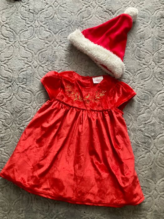 Nowa sukienka świąteczna haft czerwona welurowa