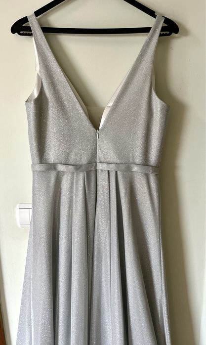 Vestido de cerimónia longo prateado
