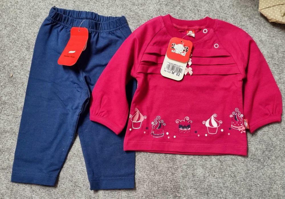 ~2be3~ piękny komplet BLUZKA+ leginsy spodnie rozm.62