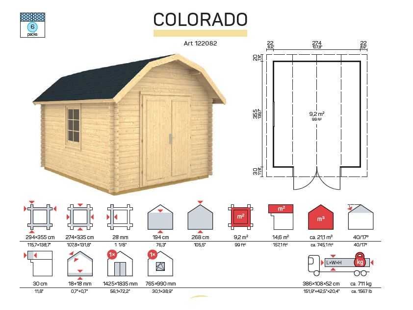casa de madeira de Jardim - 10,4m2 - Modelo COLORADO