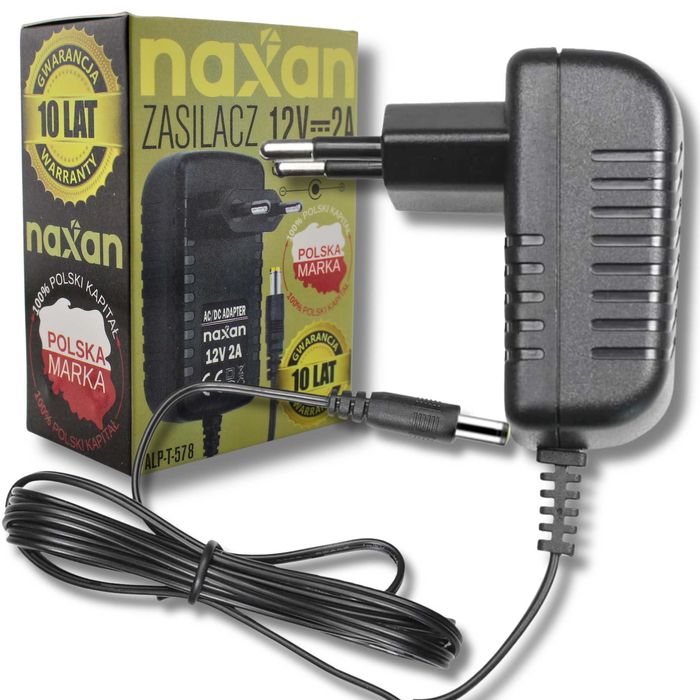 Zasilacz Impulsowy Naxan AC/DC Uniwersalny Ładowarka 12V 2A 5,5mm T-578