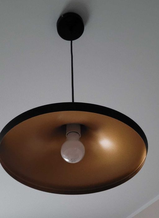 Lampa sufitowa, wisząca, czarna-zlota, loft,industrialna, aluminium.