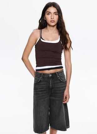 Джинсові джорти, шорти  бермуди Pull&Bear чорного кольору