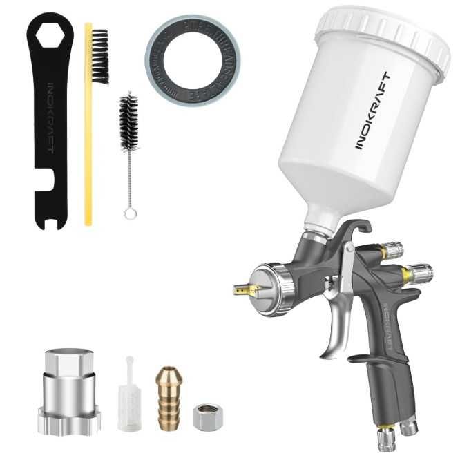 Pistolet lakierniczy InoKraft D1 LVLP, 3 dysze + akcesoria