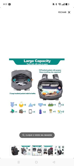 Mochila com trocador cinza escura