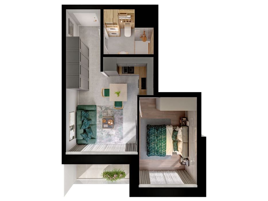 2 pokoje 32,25 m² + balkon | QUERCUS C.38.B