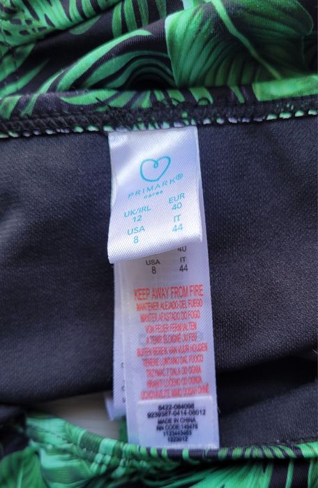Nowe majtki bikini strój kostium kąpielowy 40,L wzór liście Primark