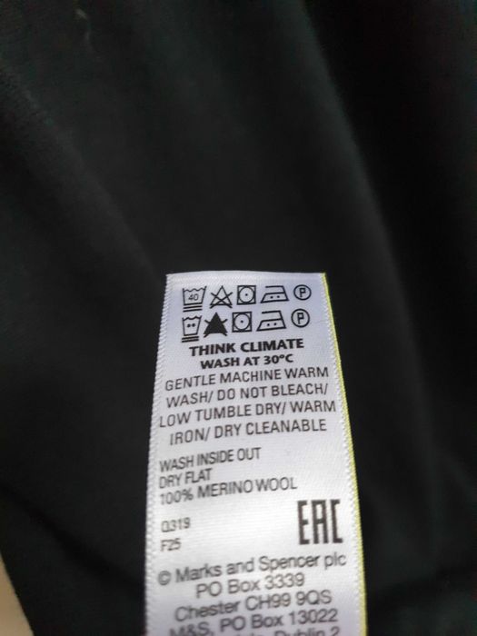Czarny sweter wełniany męski golf półgolf M&S XL 100% wełna merino