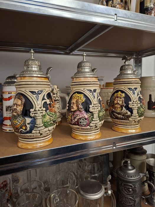 Kufle kolekcjonerskie ceramiczne Królowie Polscy Mikołów 3 szt
