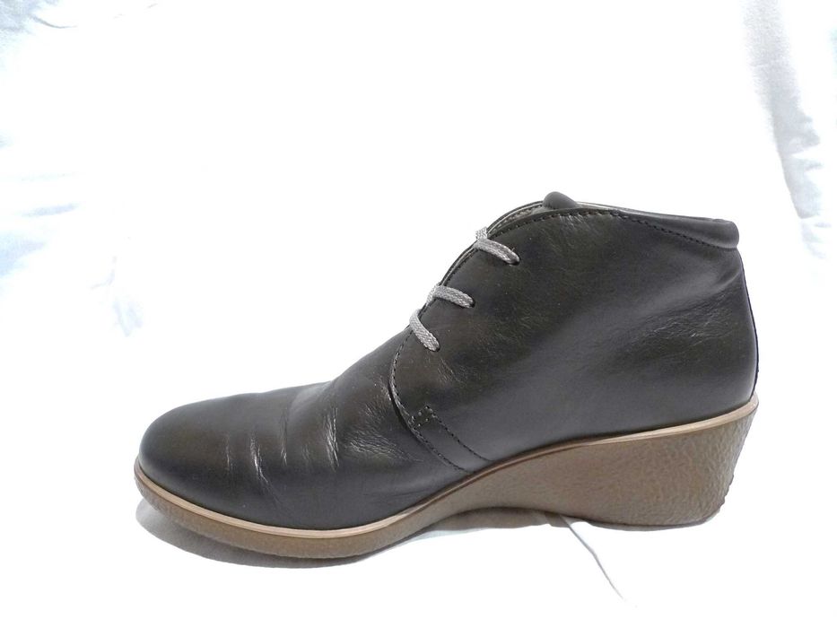ECCO r.39/25cm Botki skórzane na koturnie