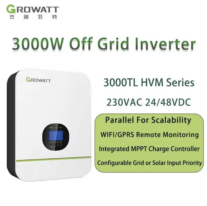 Inversor Growatt SPF 3000TL HVM-24 Off-Grid c/ carregador