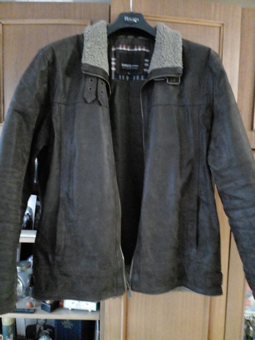 Мужская кожаная английская дубленка р.56