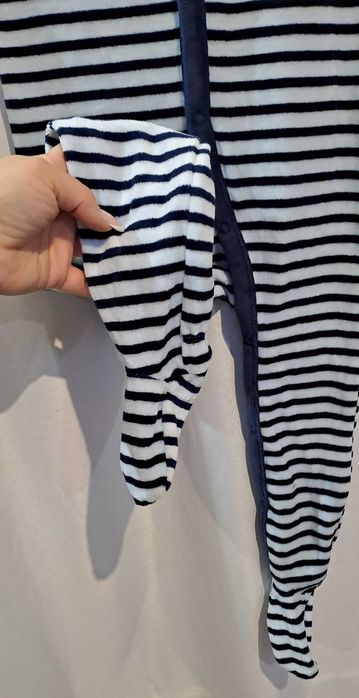 Pajac Dziecięcy W Paski Granatowo Biały unisex r.86/92