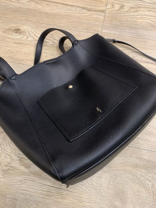 Czarna damska skórzana torebka shopper A4 na ramię Ochnik