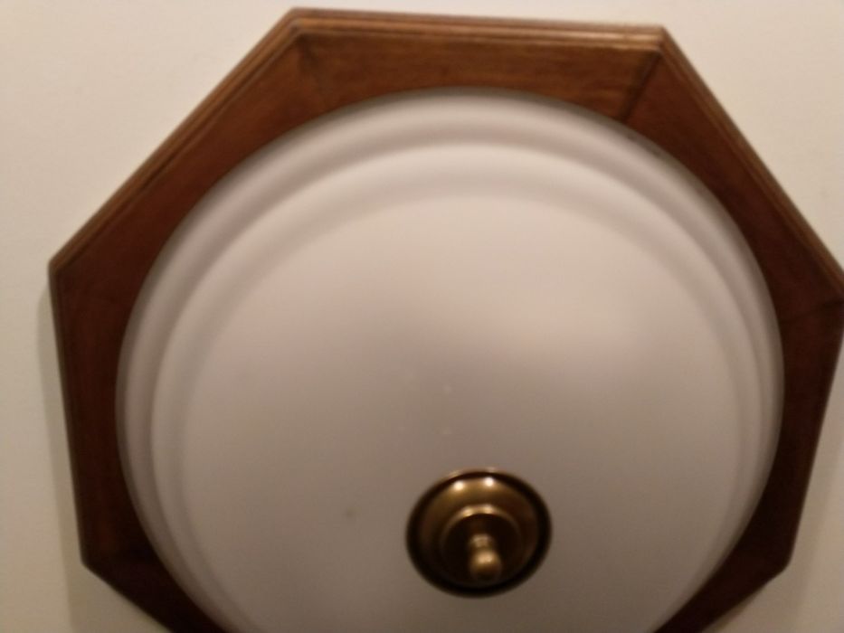 Wood and frosted glass ceiling light