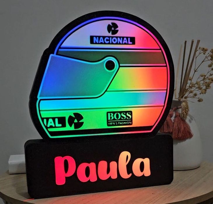 Luminária Capacete Senna com nome personalizável