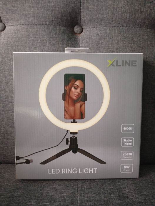 Lampa Pierścieniowa LED Ring Light XLINE 26 cm + statyw i uchwyt na telefon