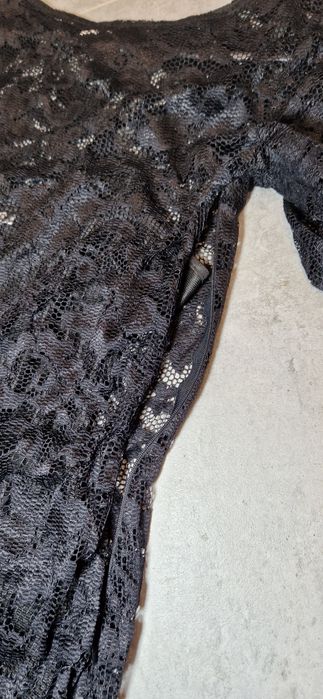 Sukienka r.L/XL koronkowa damska czarna rękaw 3/4