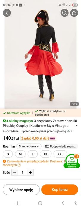 Strój piratka 3 części XXL