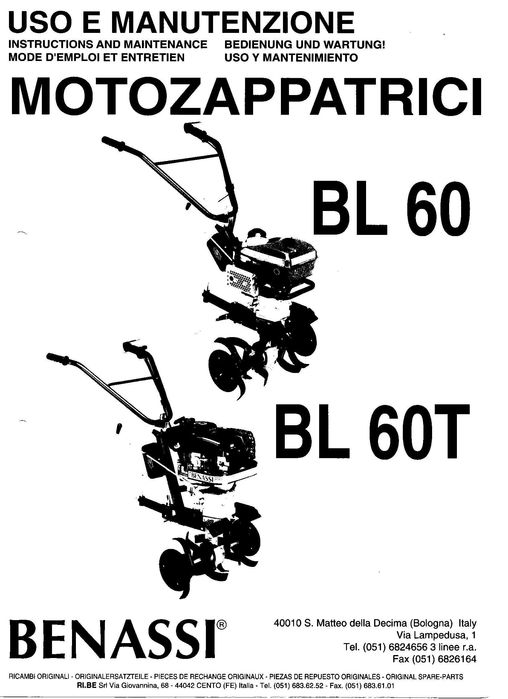 Moto-Enxada Benassi BL-40 4CV 4TP - fabricado na Itália