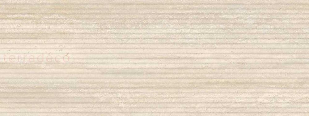 Płytki ścienne trawertynowe w kolorze beżowym, matowe, strukturalna powierzchnia Porcelanosa Canal Roma Marfil 45x120