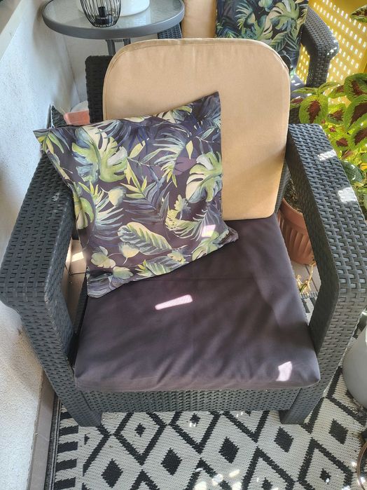 Fotel ogród taras balkon technorattan ciemnoszary grafitowy z poduszkami 2 szt.