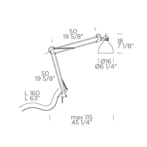 Candeeiro de Secretária JJ c/Grampo Preto da Leucos (Original e Novo)