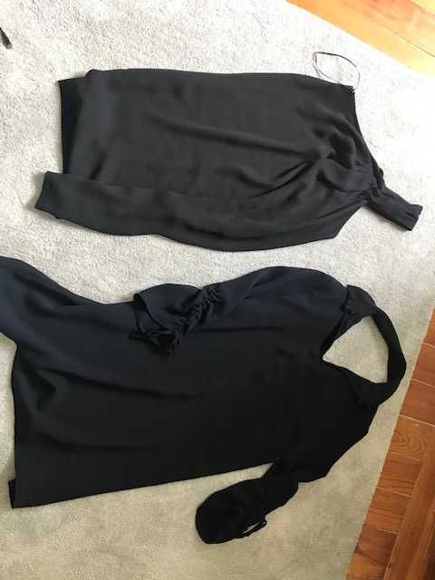 Vestido Zara preto e azul escuro tam S