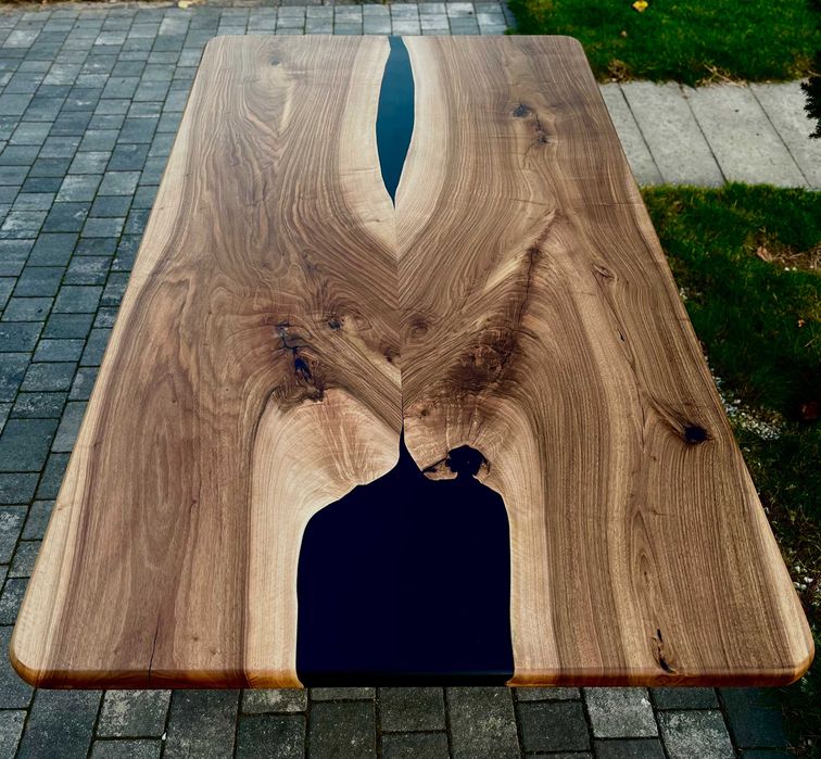 Wyjątkowy stół lite drewno żywica monolit orzech włoski loft #47