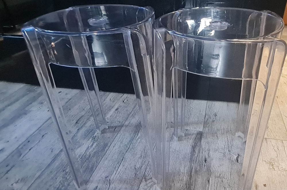 Stołki krzesła Charles 46  transparentne  poliwęglan 2 szt