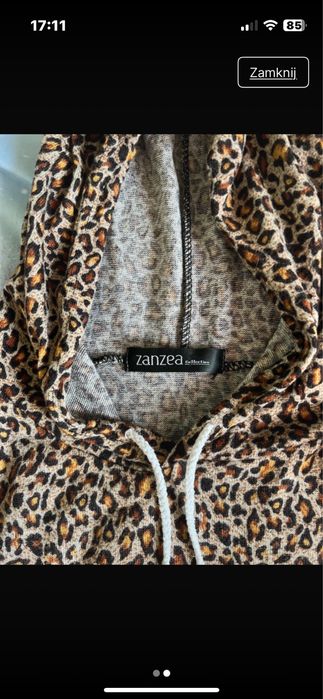 Bluza damska z kapturem w panterkę