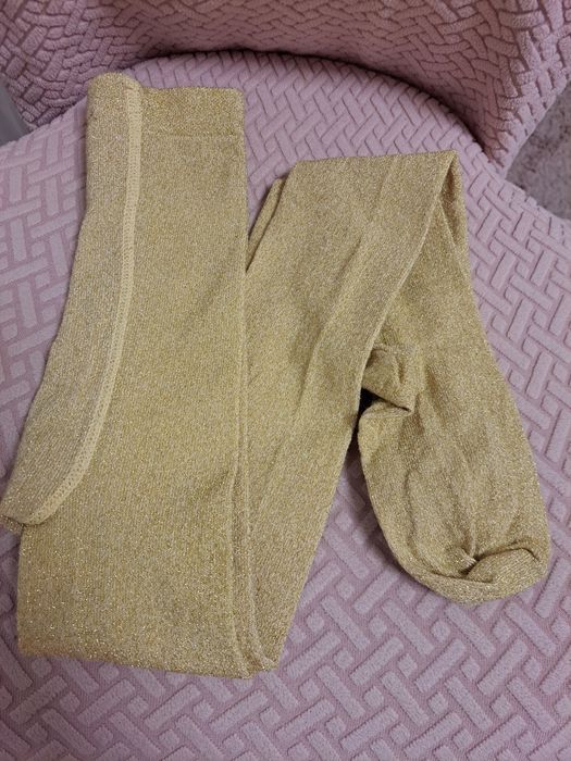 Колготи з люрексом блискучі золоті святкові 134 140 см. Нові