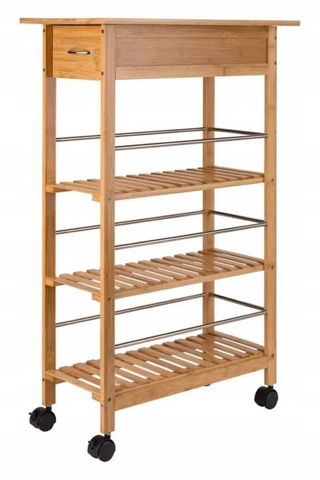 Wózek Kuchenny Bambusowy Szafka Mobilna Na Kółkach Kuchenna Z Szufladą