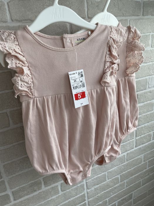 Рожеве боді розовое боди Kiabi двійні дівчинки 2 роки девочки святкове