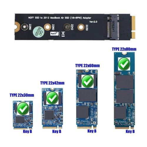 Переходник, адаптер M.2 NGFF SSD (Ключ B) MacBook Air ssd 2012 (Новый)