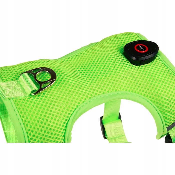 LED Szelki dla Psa Guard S - Bezuciskowe, Odblaskowe, USB, Zielone