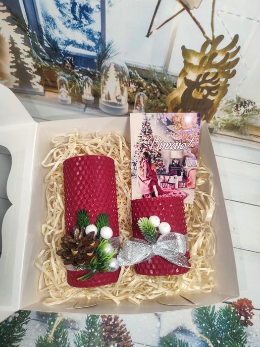 Свічки з вощини, подарунок до нового року,набір новорічний