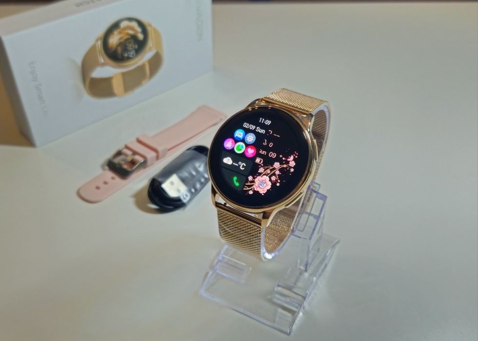 Smartwatch Stylowy Zegarek Damski Złoty Nowy