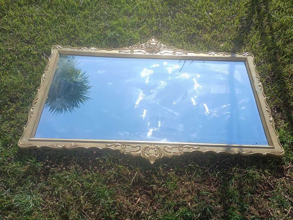 Espelho decorativo retangular, moldura talha dourada de estilo clássic
