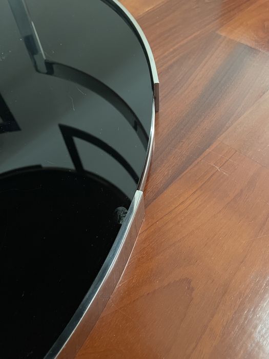 Mesa de apoio em aço inox e vidro temperado escuro - Novo Preco