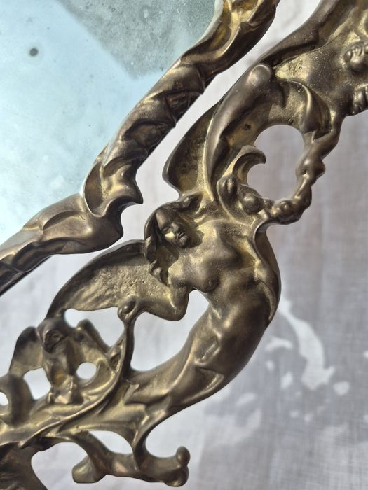 Stare duze mosiężne lustro stojące