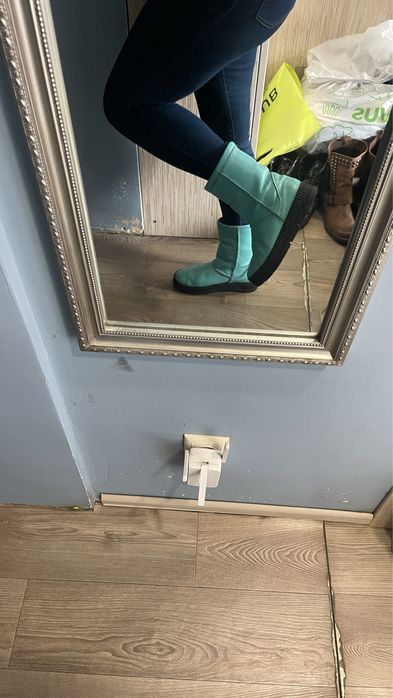 Бірюзові, зимові чоботи